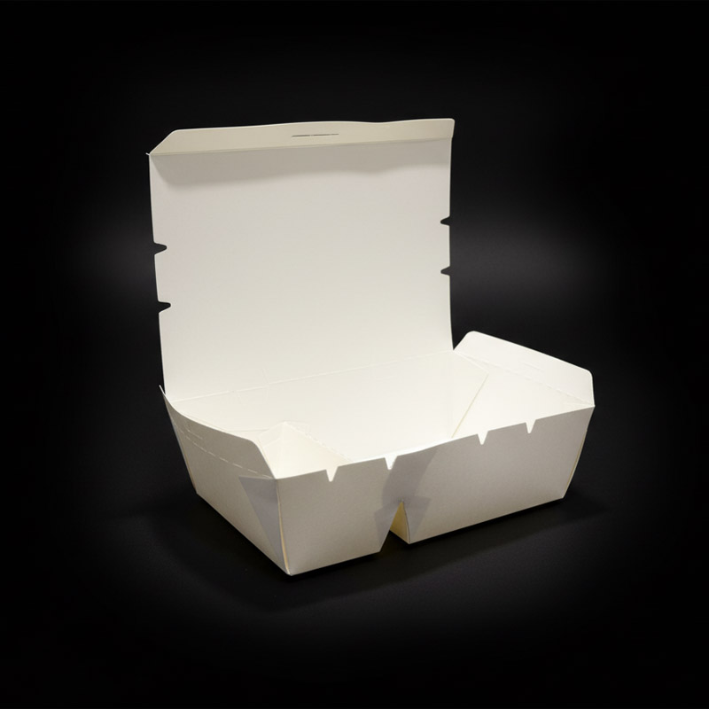 paper lunch box with 2 comparment WHITE color